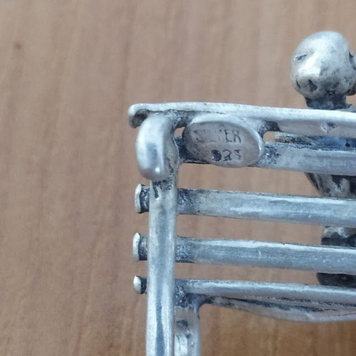 Silver miniature "Romantic Meeting" 3.5x3 cm, like new, 925 silver