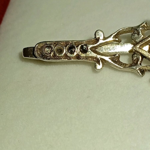 Tie clip silver 925 and 9K gold plated used with filigree design and marcasite stones