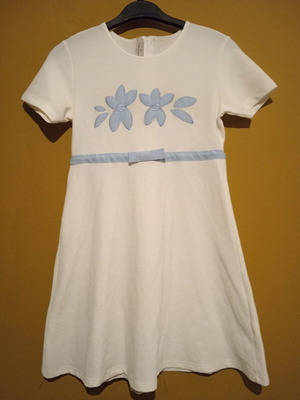 Twiddy Girls' Dress with Blue Floral Appliques and Bow, Like New, Age 12