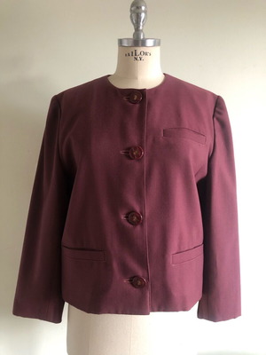 Vintage wool jacket handmade M-L like new burgundy-purple
