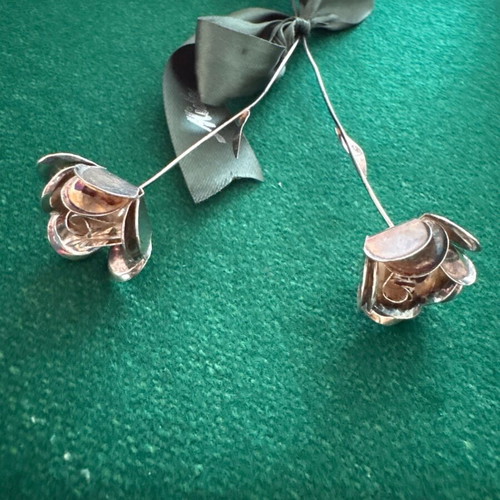 Vintage Silver 925 Decorative Stems with Flowers, 26 cm, Mido, new
