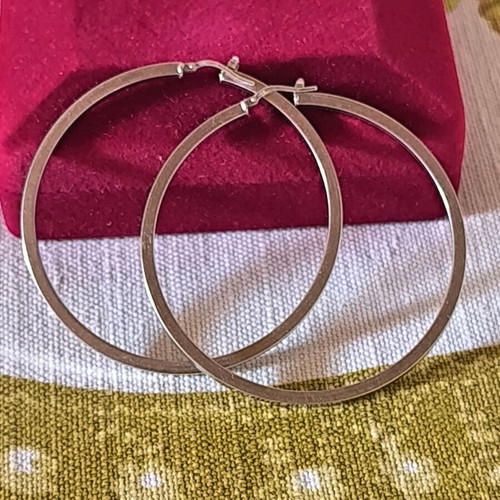 14K white gold hoop earrings, 3 mm, 5.5 cm, 5.7 g