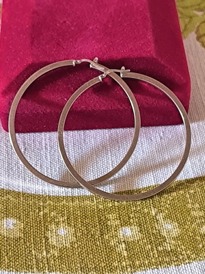 14K white gold hoop earrings, 3 mm, 5.5 cm, 5.7 g