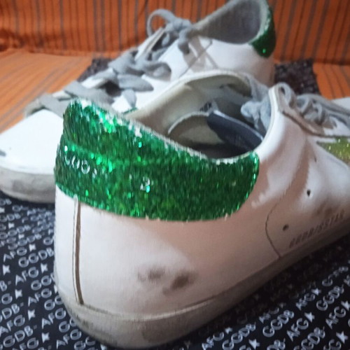 Golden Goose Superstar sneakers like new, size 38, white and green