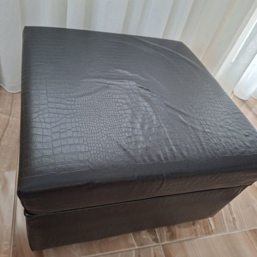 Leather stool like new, square, 62x62x40 cm