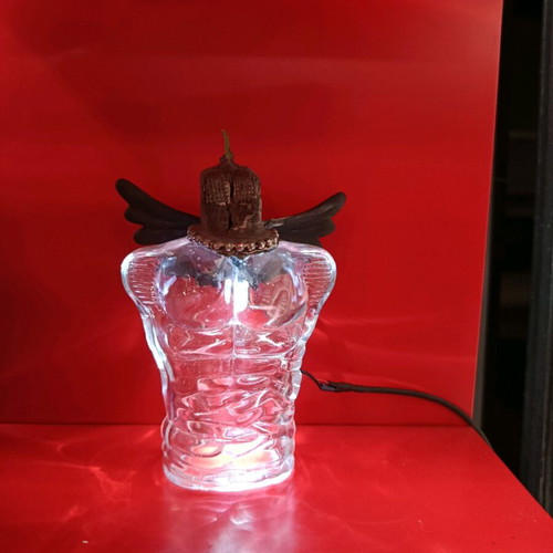 Handmade table lamp made to order from glass cologne bottle