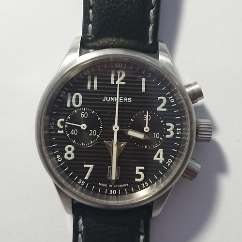Junkers JU 52 Corrugated Sheet 6216-2 mechanical chronograph used, black