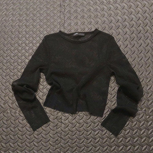 Pull&Bear black mesh crop top new