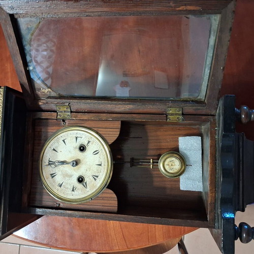RA Antique Wall Pendulum Clock used, wooden with gold decorations