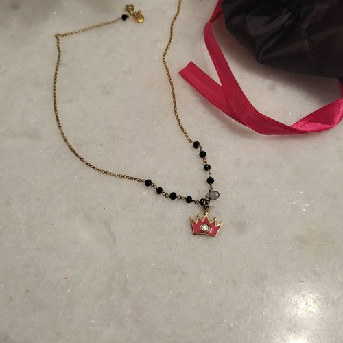Anna Maria Mazaraki necklace with crown, gold-plated silver