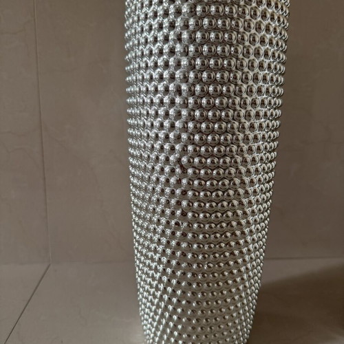 Set of two modern silver embossed vases like new