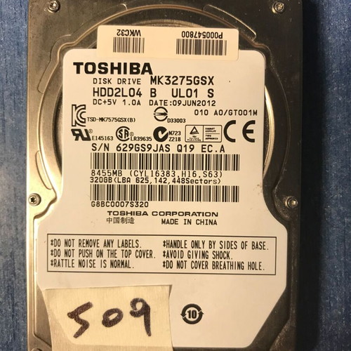 Toshiba HDD 320GB 2.5" MK3275GSX μεταχειρισμένο