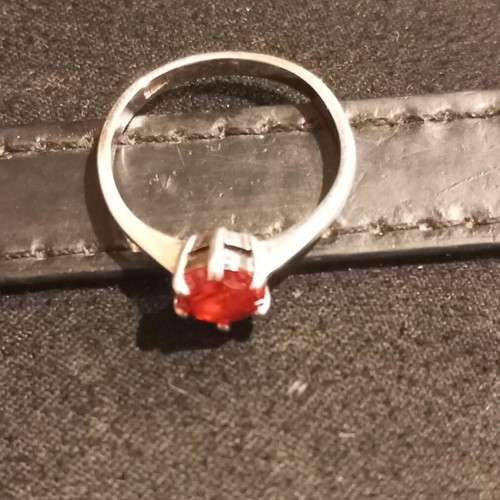 Silver ring 925 with red zircon stone like new