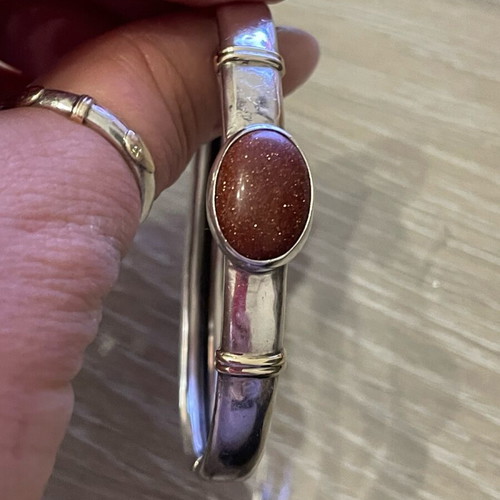 Silver-gold 950 585 bracelet with semi-precious stone used