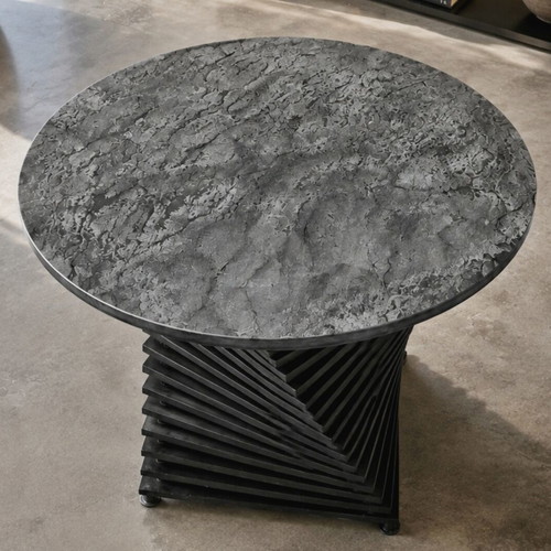 Modern Luxury dining set like new with contemporary style, stone top and 4 polycarbonate chairs