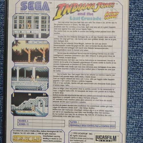 Indy Indiana Jones and the Last Crusade Sega Master System used