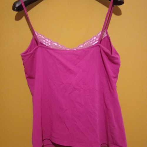 Laura Ashley sleeveless top with lace, fuchsia, UK 12