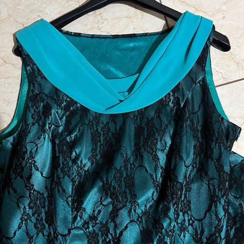Lace formal dress like new, black and green