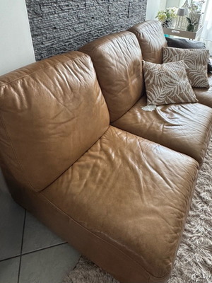 Leather corner sofa pouro used with removable corner 2.40x1.40 m