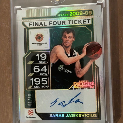 Saras Jasikevicius Panini Contenders Euroleague Final4 2008-9 autograph like new