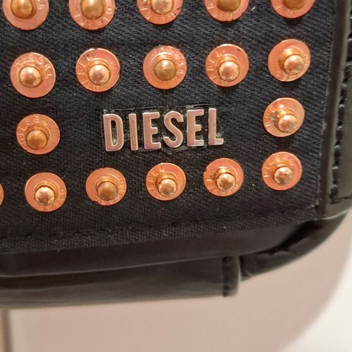 Diesel vintage Y2K black leather crossbody bag with studs used