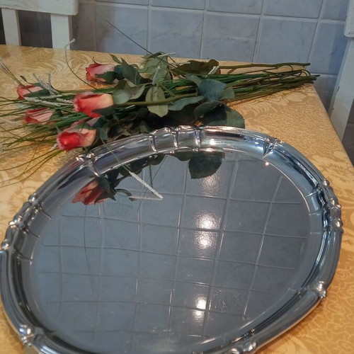 Silver-plated tray with designs like new