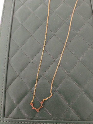 Gold necklace with deer pendant like new, boho style