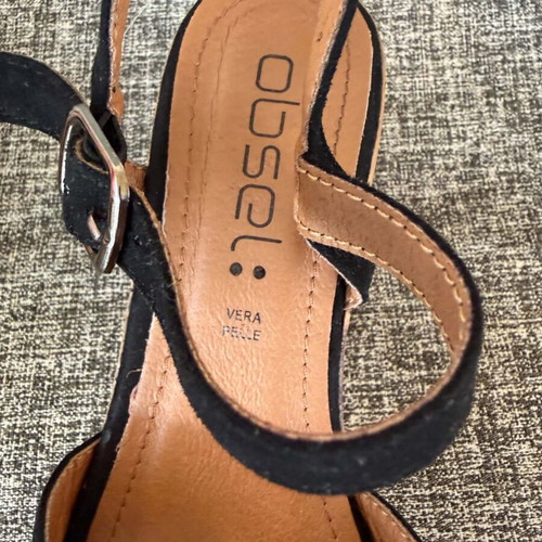 Obsel leather women's sandals size 38, black platform