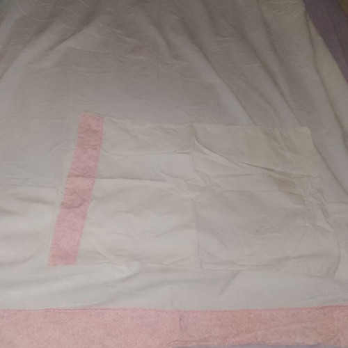 Half-double bed sheet with pink border, cotton, pillowcase included