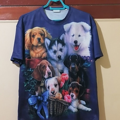 Summer men's t-shirt like new, XXL, multicolor with dog print