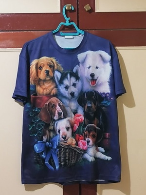 Summer men's t-shirt like new, XXL, multicolor with dog print