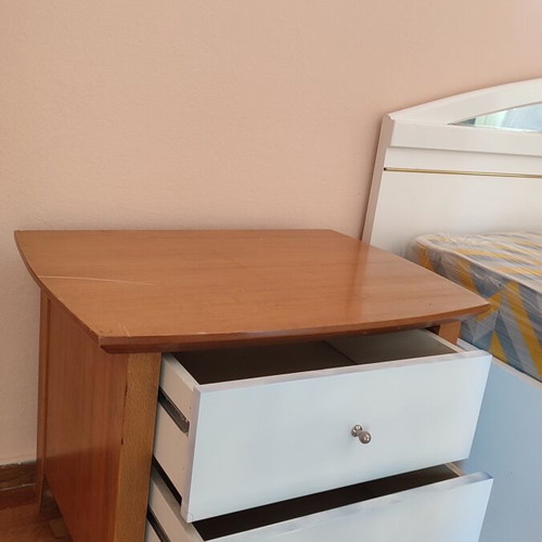 Bedroom set used with double bed, mattress and nightstands