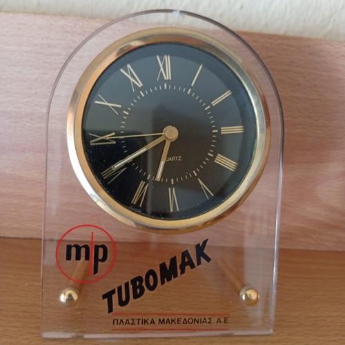 Tubomak advertising table clock, analog