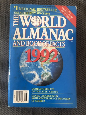 The World Almanac and Book of Facts 1992 used, English