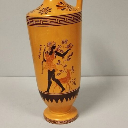 Decorative ceramic lekythos like new, Apollo and Artemis