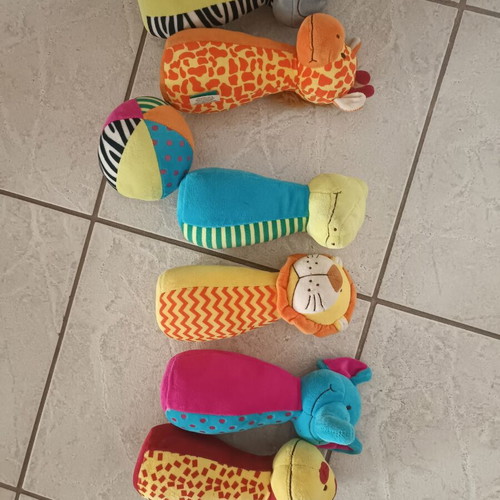 Animal Bowling Set like new with colorful ball and rattles