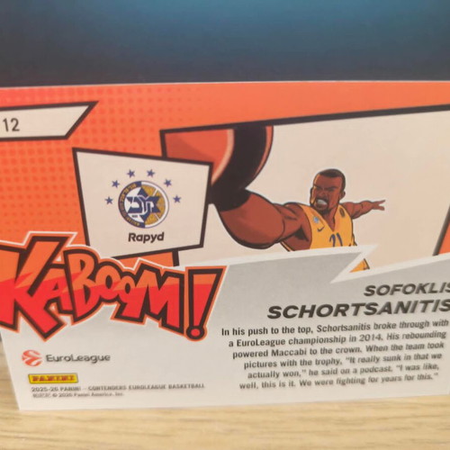 2025-26 Contenders Euroleague Sofoklis Schortsanitis Kaboom SSP Card new