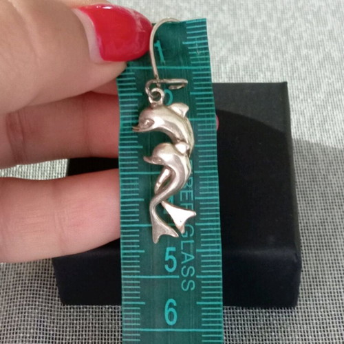Silver solid 925 dangling earrings new, 4.5 cm length