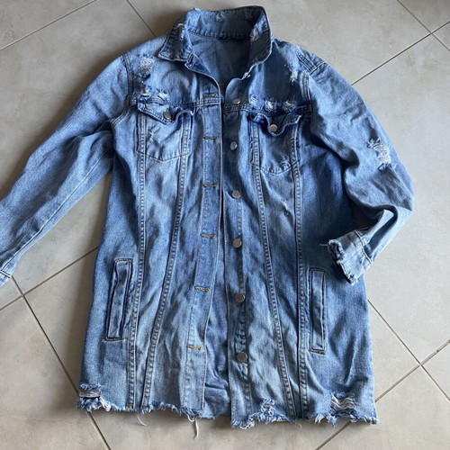 Long denim jacket, blue, size M