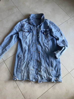 Long denim jacket, blue, size M