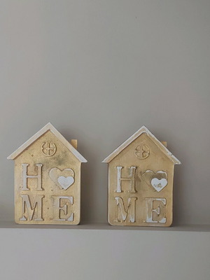 Gypsum decorative houses new, set of 2 pieces