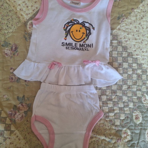 Cotton baby set white with smiley face