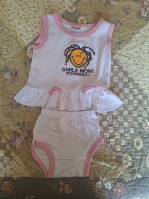 Cotton baby set white with smiley face