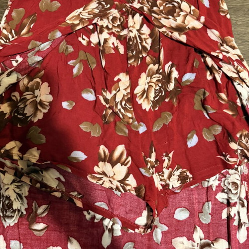 Red floral maxi overlay jumpsuit with shorts