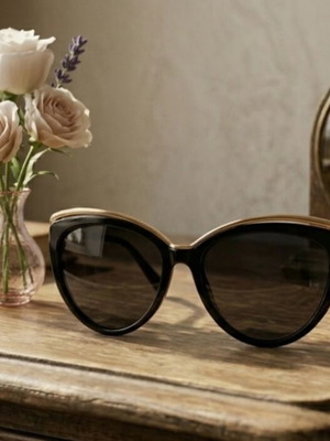 Escada SES 346 cat-eye sunglasses black with gold detail new
