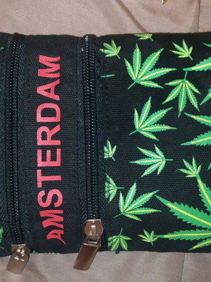 Cannabis Amsterdam crossbody bag and necklace new, black and green
