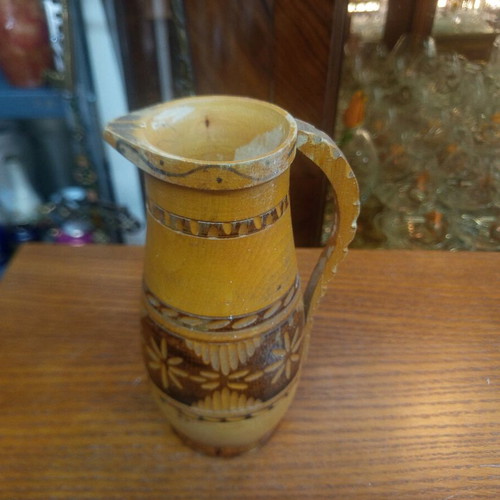 Wooden carved handmade jug like new with designs