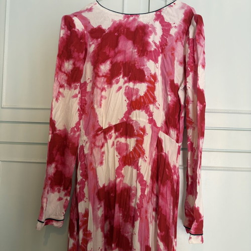 Karavan long dress with red and white tie-dye pattern