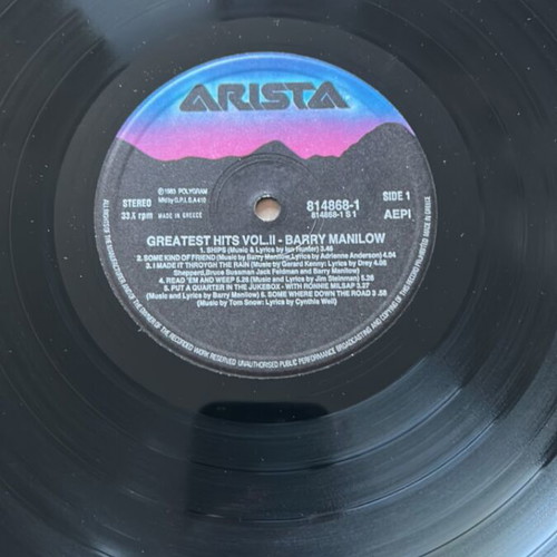 Barry Manilow Greatest Hits II vinyl record used
