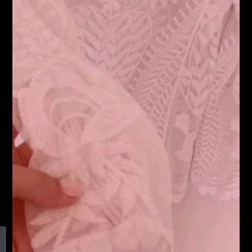 100% Cotton embossed semi-transparent blouse like new, white, size S